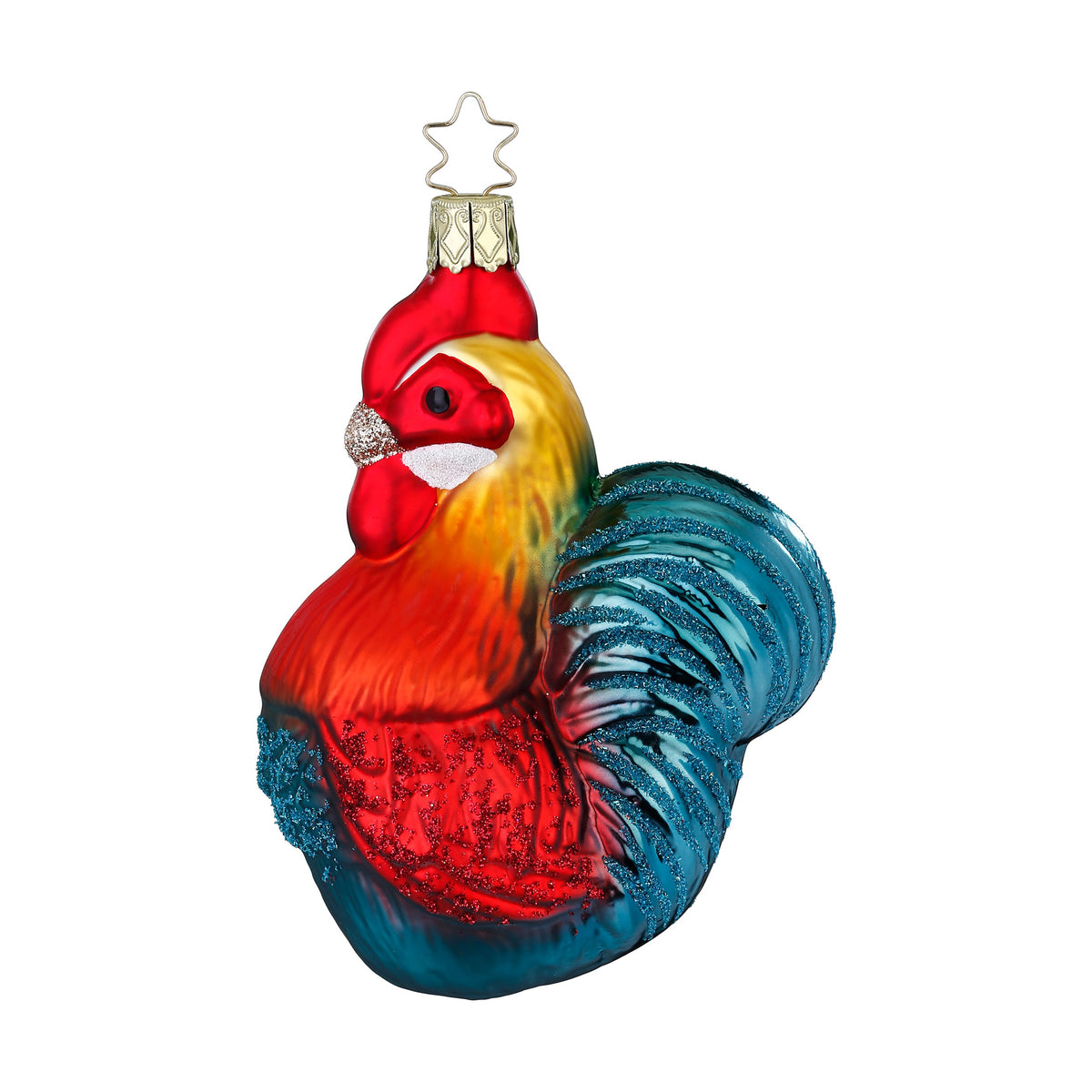 Rooster Glass Christmas Ornament