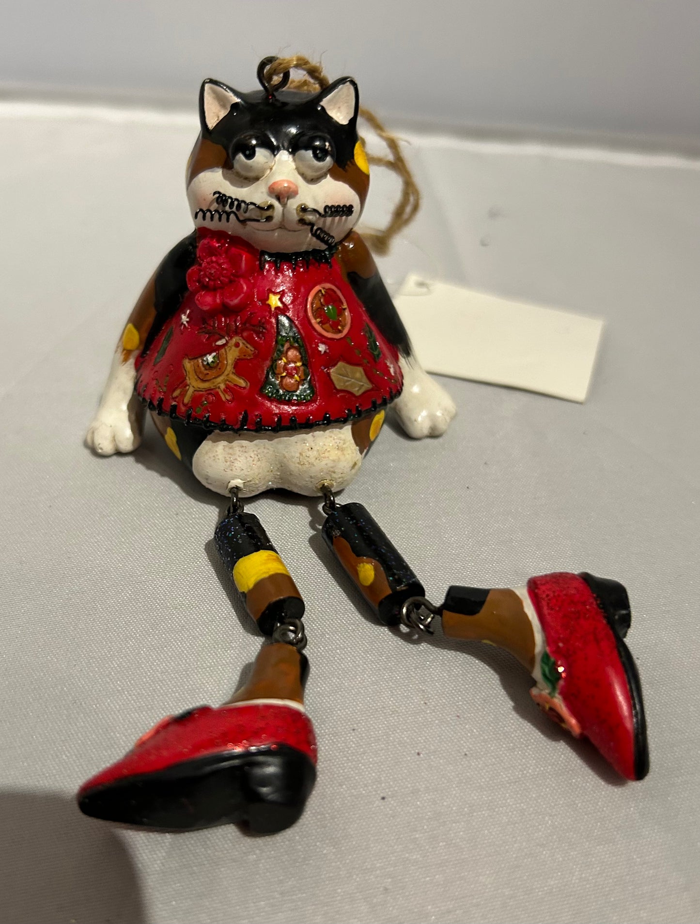 Cat with Dangling Legs Christmas Ornament