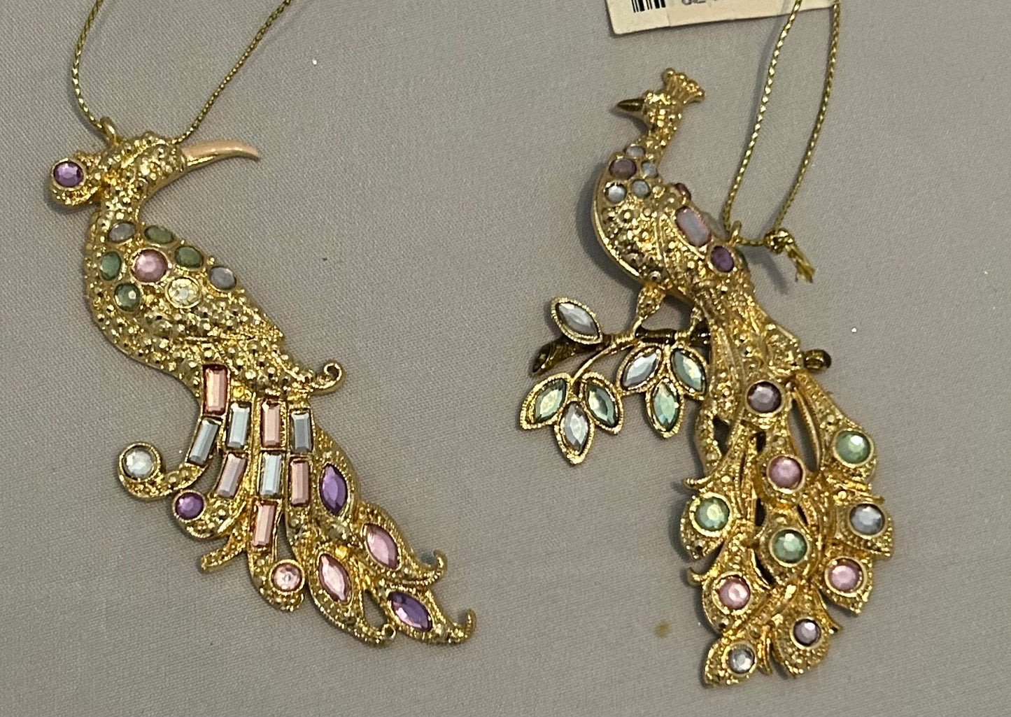 Jeweled Metal Peacock or Phoenix Ornament