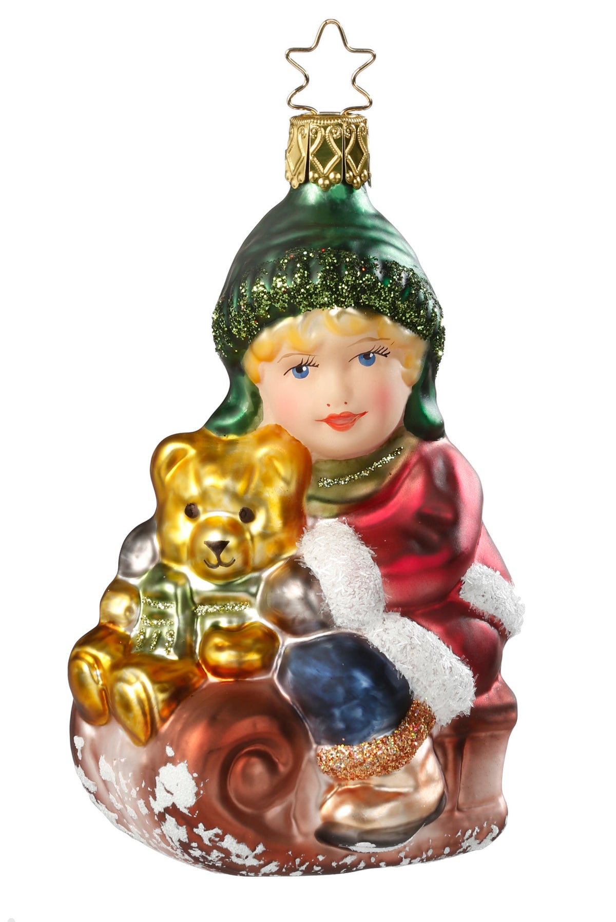 Happy Day Girl on Sled with Bear Ornament