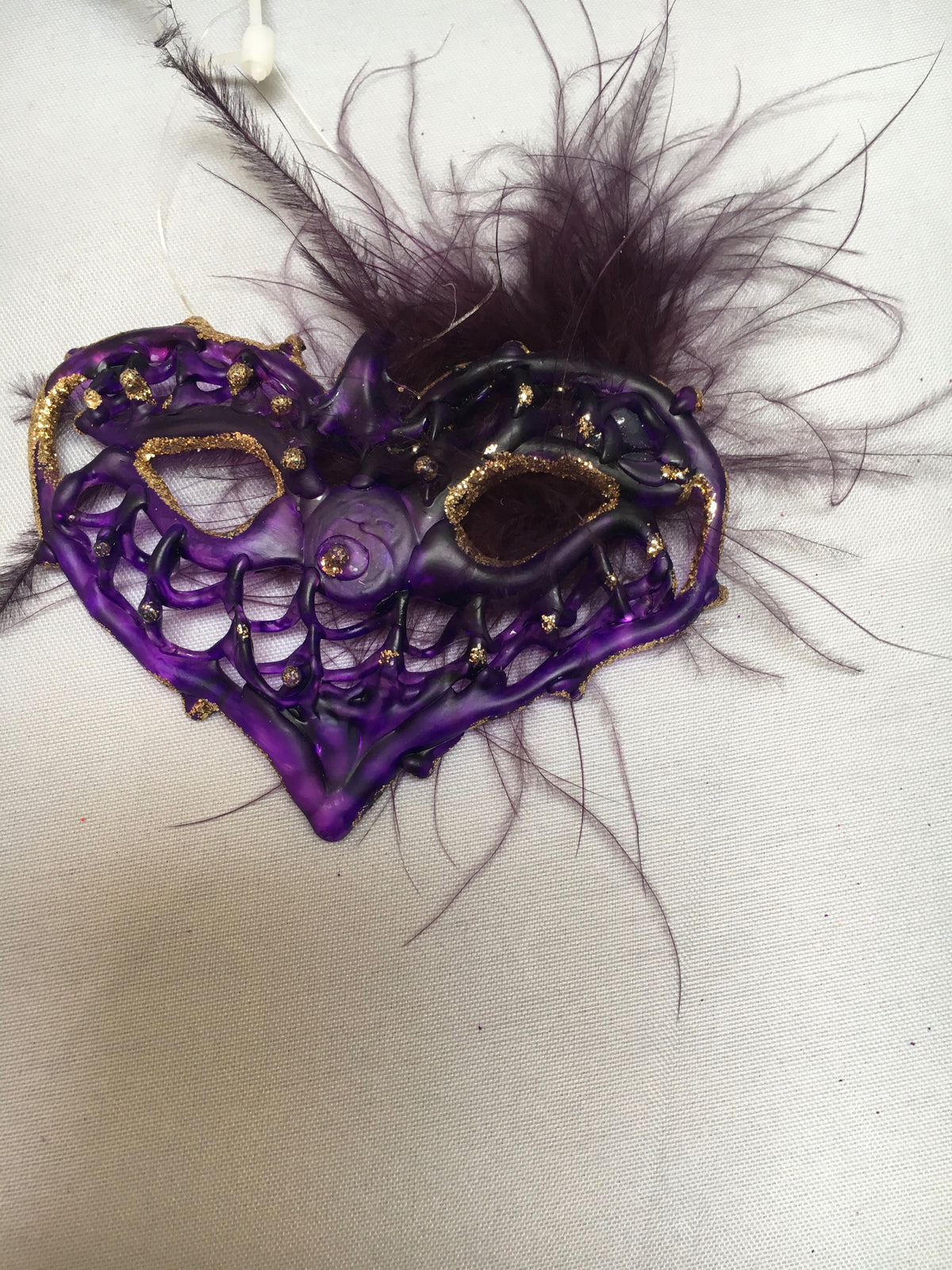 Purple Feathered Mask Ornament