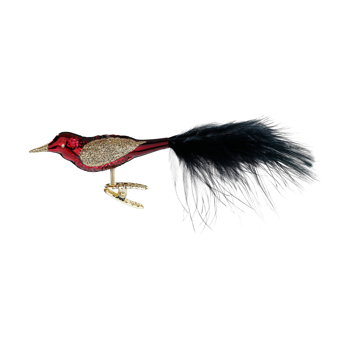 Golden Wing Burgundy Bird Christmas Ornament