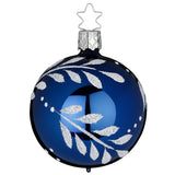 Dancing Leaves Blue Glass Ornament - 2.4"