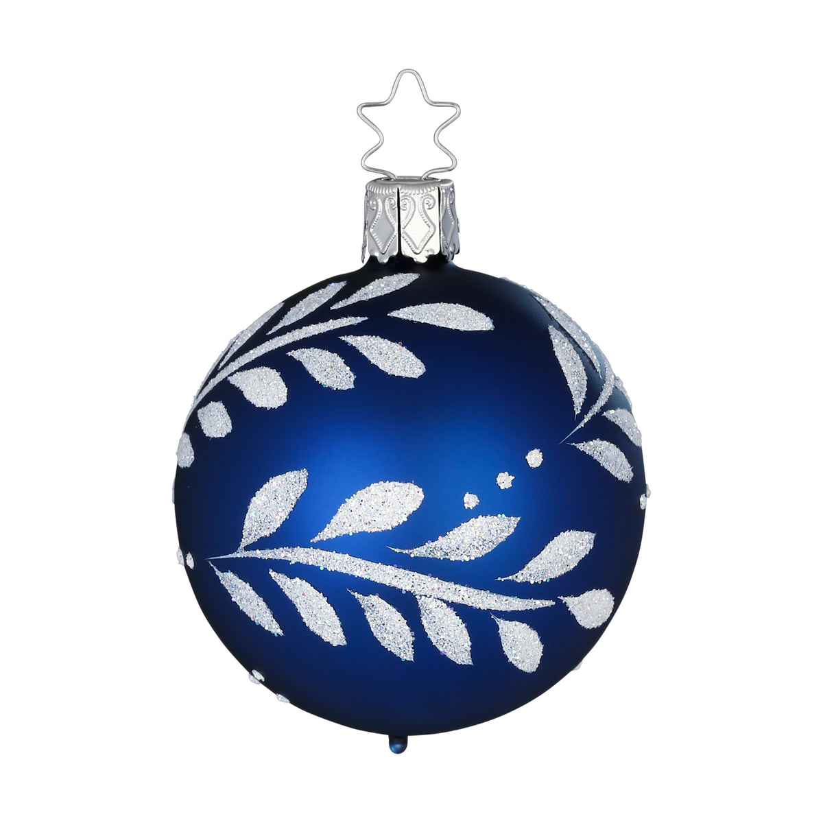 Dancing Leaves Midnight Blue Glass Ornament – 2.4"