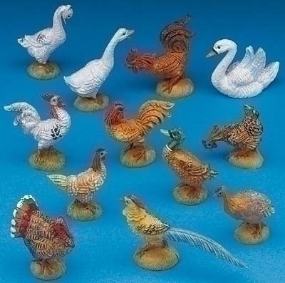 Fontanini Barnyard Birds Set of 12, 5" Scale