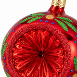 Blossom Glamour Red Glass Ornament - 2.4"