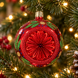 Blossom Glamour Red Glass Ornament - 2.4"
