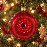 Traditional Red Glass Reflector Ornament - 2.4"