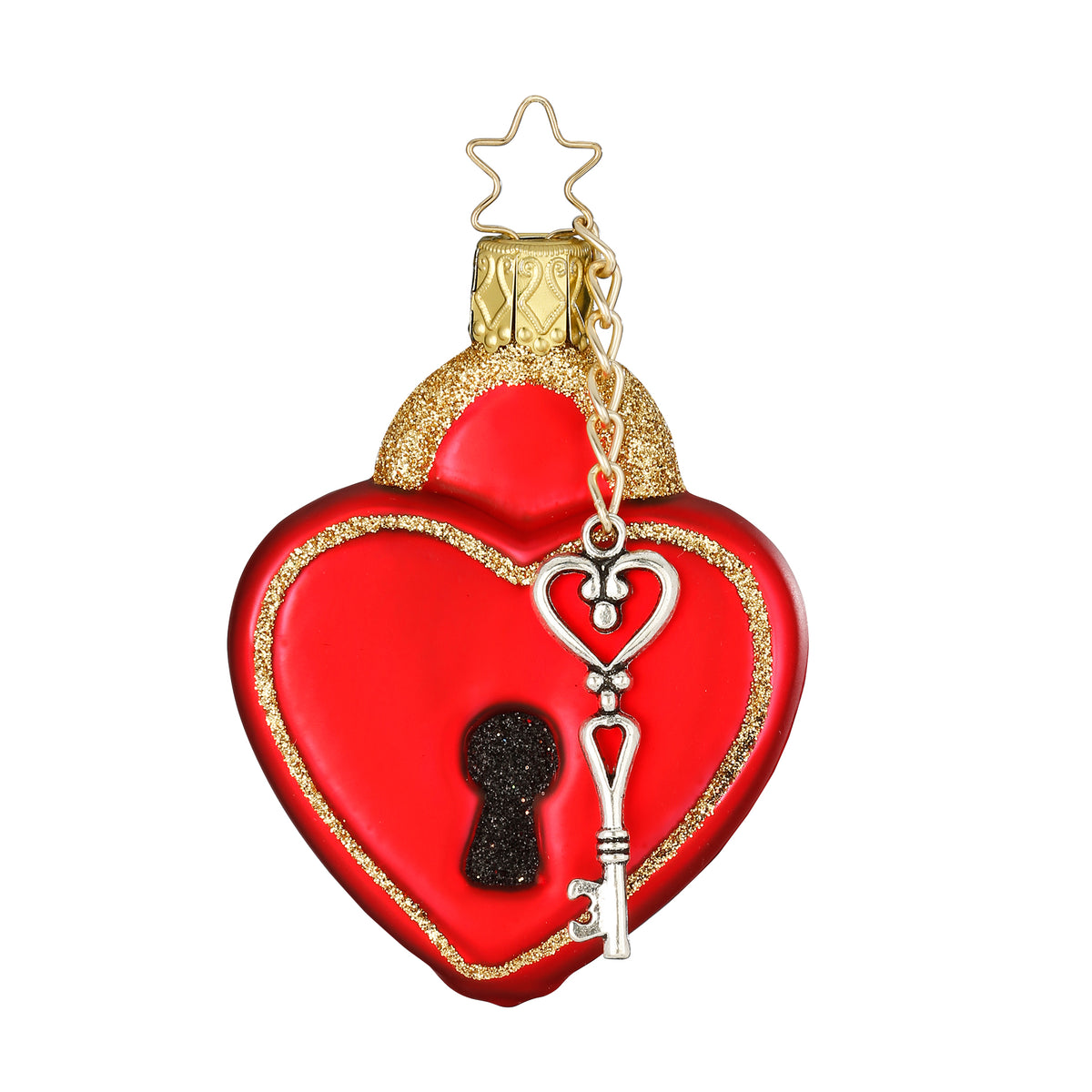 Key to My Heart Glass Heart Christmas Ornament